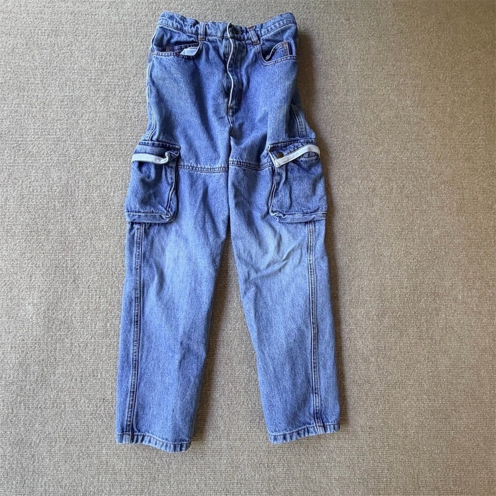 Vintage Carter's Jeans Unisex Kids Size‎ 12 Blue Light Wash Cargo High Rise